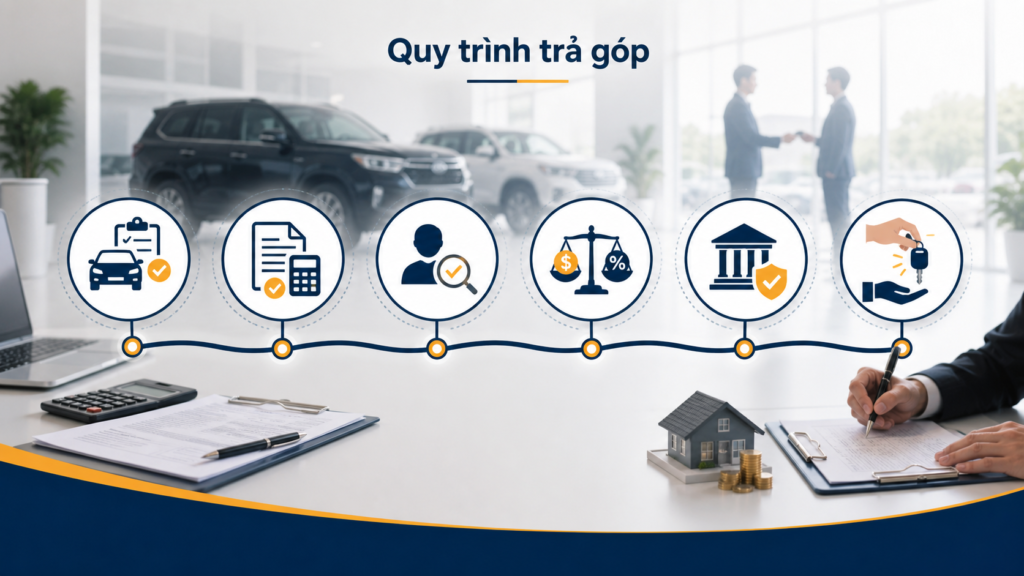 Minh họa quy trình mua Ford Everest trả góp từ chọn phiên bản đến bàn giao xe